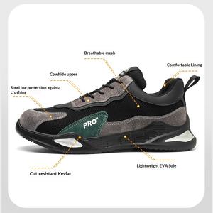 Chaussures de sécurité pour hommes respirantes, <span class=keywords><strong>anti</strong></span>-odeurs, <span class=keywords><strong>anti</strong></span>-chocs, <span class=keywords><strong>anti</strong></span>-perforation, légères, confortables, avec empeigne en maille et semelle extérieure en caoutchouc à profil bas - Product Image 2