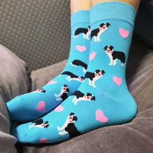 Calcetines de regalo personalizados con borde de corazón <span class=keywords><strong>Collie</strong></span> estilo perrito - Product Image 1