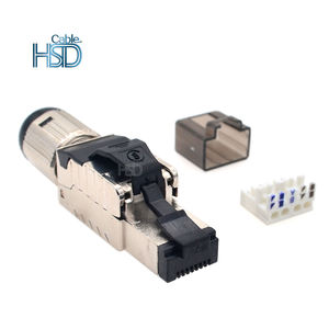 Connecteur blindé RJ45 Cat8 sans outil pour terminaison sur site, prise modulaire mâle Ethernet pour câbles Cat8 - Product Image 5