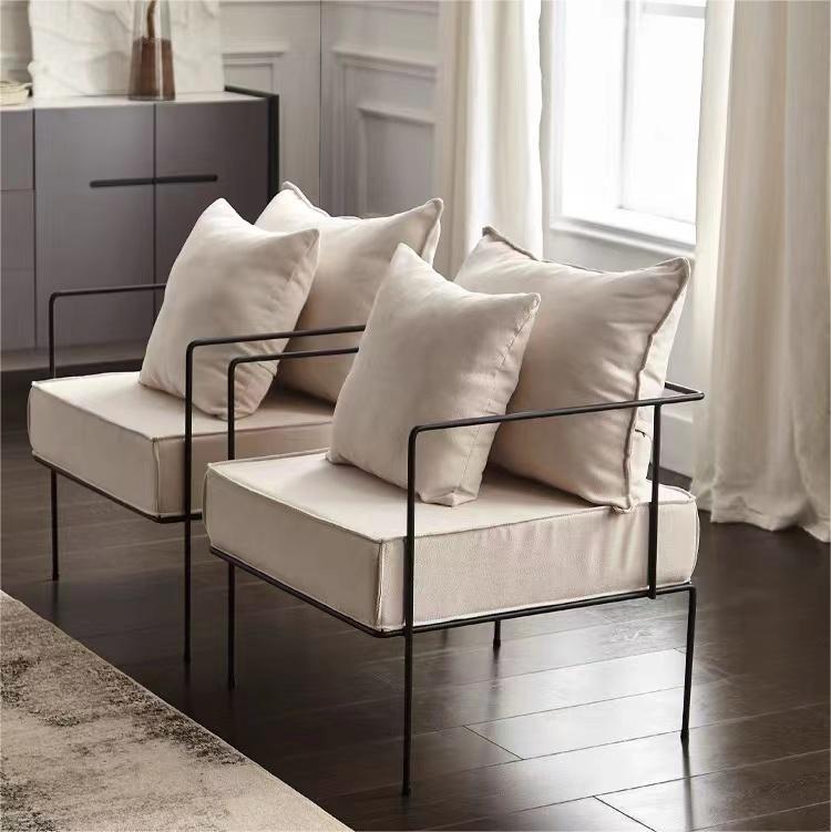 Luxury relax leisure home furniture metal frame leisure modern simple fabric armchair living room chair