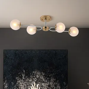 Novo design ouro branco pintura quarto moderno, lustre teto, ferro, vidro, pingente luz