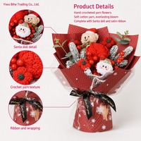 Bouquet de fleurs artificielles en fil tricoté fait main pour Noël, cadeau idéal pour les meilleures amies, les petites amies ; Article d'exportation le plus vendu