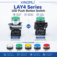Bouton poussoir encastré lumineux série LAY4 22 mm, étanche IP54 IP65, base en métal et plastique, bouton LED 10A 250V, appareil électroménager