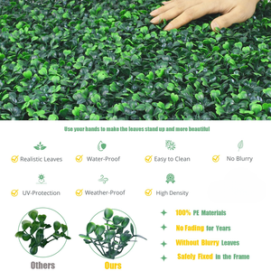 Mur végétal artificiel, panneaux de 10 po x 10 po (10 pièces) anti-UV en faux buis pour intérieur, verdure, jardin et aménagements intérieurs - Product Image 5