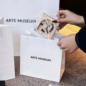 Bolsas de Papel Kraft Blancas Desechables, Biodegradables y Reciclables, Ecológicas, con Asas, Impresión de Logotipo Personalizado, Impresión Offset, Venta al Por Mayor - Product Image 2