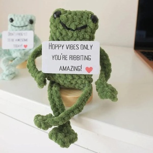 Funny Positive <strong>Frog</strong> Mini Crochet <strong>Knitted</strong> <strong>Frogs</strong> with Positive Affirmations Cards Inspirational Novelty Gift House Decorations - Product Image 3
