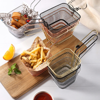 Panier de service en fer pour frites, panier à collation en fil métallique avec poignée, panier à apéritifs, pour poulet frit, restaurant, café, ustensiles de table