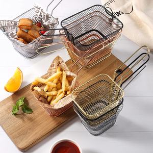 Panier de service en fer pour frites, panier à collation en fil métallique avec poignée, panier à apéritifs, pour poulet frit, <span class=keywords><strong>restaurant</strong></span>, café, ustensiles de table - Product Image 2