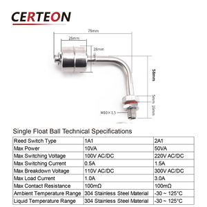 <span class=keywords><strong>Sensor</strong></span> pengontrol <span class=keywords><strong>level</strong></span> cairan AC220V stainless 304 316 pemasangan samping saklar <span class=keywords><strong>level</strong></span> pelampung tahan air - Product Image 5