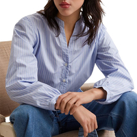 Chemise boutonnée rayée en coton à manches longues personnalisée femmes 2023 chemise à carreaux formelle pour femmes chemises pour dames chemisiers hauts pour femmes
