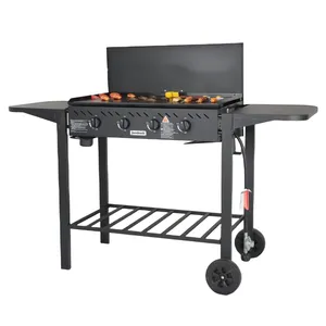 Großes Outdoor-Garten-Metall-Grill mit Gas für Familienfeiern Outdoor-Camping individueller Edelstahl-Grill