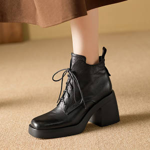 Zapato Artesanal de Una Sola Pieza con Hebilla Grande, Estilo Retro, Tacón Redondo, Cuero Genuino, Suela Suave, Impermeable y Antideslizante - Product Image 6