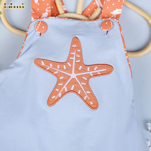 Personnalisé fait à la main de luxe étoile de mer appliques broderie bébé garçon bulle hiver barboteuses bouton spandex/coton OEM ODM vente en gros - Product Image 4
