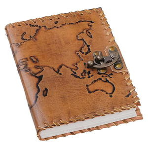 Vintage World Map Atlas Leather Journal Handmade Embossed <b>Diary</b> <b>Notebook</b> with Deckle Edge Pages - Product Image 6