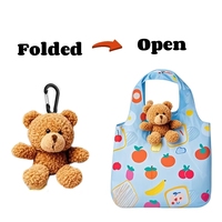 Sac de rangement personnalisé grande capacité en forme d'ours, sac à dos portable en peluche lapin mignon pour le shopping en extérieur, protection de l'environnement