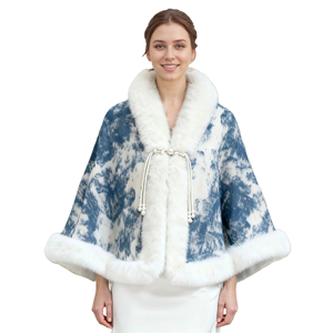 Women Comfort Faux Fur Shawl Wrap Warm Coat with Fluffy Trim Warm Cloak for Formal Occasions Party Wedding - Product Image 4