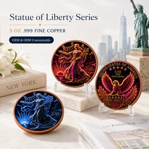 Pièce de monnaie Liberty du Quatrième de Juillet en cuivre fin 999 de 5 oz, 3D en relief, finition peinte UV effet proof-like, cadeau de célébration patriotique - Product Image 3