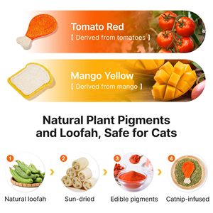 Juguetes interactivos para gatos de 3 piezas con hierba gatera y plataforma de plata, diseño moderno de lufa de dibujos animados para la dentición y limpieza de dientes - Product Image 4