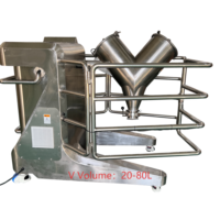 Mesin Mixer Blender Bubuk Tipe V 100L Stainless Steel dengan Motor, Gearbox, dan Bearing untuk Industri Makanan dan Kimia, Mixer Tumbler Sanitasi