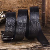 Fournisseur de Guangzhou Ceinture en alligator en cuir de vachette Ceinture en cuir véritable de luxe personnalisée avec boucle automatique pour hommes
