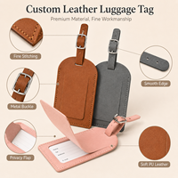 Étiquette de bagage promotionnelle en cuir PU avec logo personnalisé, étiquette de valise de voyage personnalisée avec cache de confidentialité pour cadeaux événementiels