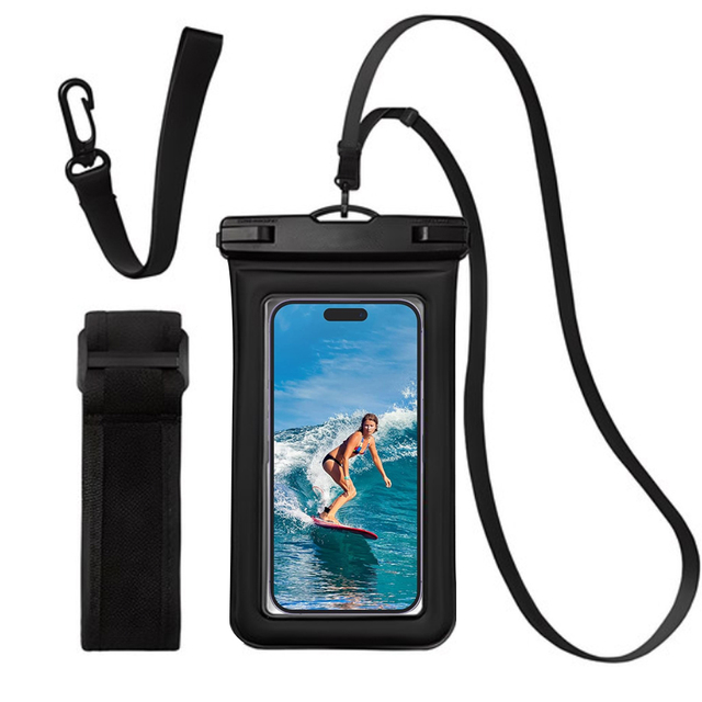 Universal PVC Waterproof Floating Phone Case IPX8 Touch Screen Smart Pouch with Armband for Surfing in Ocean Waters