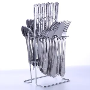 Set Alat Makan Stainless Steel Sendok Garpu Pernikahan Set Sendok Garpu Pisau Server untuk Hotel Restoran