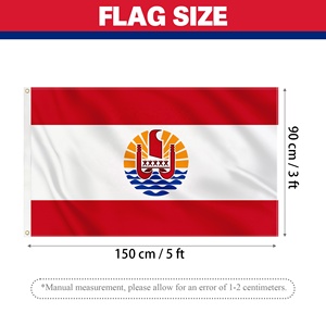 <span class=keywords><strong>Drapeau</strong></span> de la Polynésie française personnalisé en gros, 3x5 pieds, imprimé numériquement, pour affichage extérieur, durable, en polyester 100D, <span class=keywords><strong>drapeau</strong></span> des Territoires Outre-mer - Product Image 2