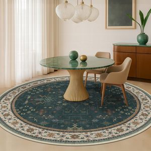 Vintage Boho éclectique Floral <span class=keywords><strong>vert</strong></span> <span class=keywords><strong>foncé</strong></span> <span class=keywords><strong>tapis</strong></span> ronds 6 pieds pour chambre lavable Low Pile antidérapant zone circulaire <span class=keywords><strong>tapis</strong></span> Textiles <span class=keywords><strong>de</strong></span> maison - Product Image 5