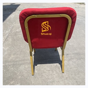 Chaises d'église empilables en métal traditionnelles de haute qualité avec coussins épais rembourrés rouges pour écoles et hôtels - Product Image 5