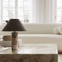 Lampe de table moderne de designer italienne avec base en marbre et abat-jour en métal, luminaire décoratif pour salon, chambre à coucher, hôtel, bureau, lampe de chevet de luxe