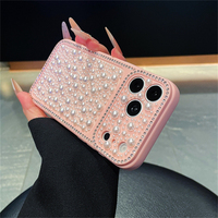 Étui scintillant avec diamants et perles de cristal, super mignon pour femmes, compatible avec iPhone 18 Pro Max 17 16 15 14 PLUS