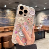 Coque de téléphone portable à paillettes avec nœud papillon pour iPhone 17 Air 16 15 14 Pro Max, motif fleur, chien, résine, cerise, boutons DIY, étoiles, coque arrière