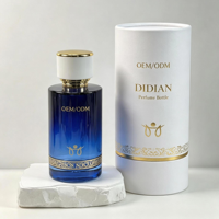Flacon de parfum en verre bleu dégradé personnalisé de luxe, 25 ml, 30 ml, 50 ml, 100 ml, flacon cosmétique vide avec vaporisateur pour l'emballage de parfums
