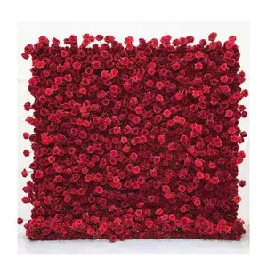 Decoração do casamento 3D Roll Up Flower Walls Painel Backdrop bush grama verde Rose Peony Silk Artificial Flower Wall For Party Wall