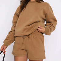 Ensemble 2 pièces de haute qualité pour femmes, sweat-shirt décontracté à col rond et short en tricot d'été, respirant