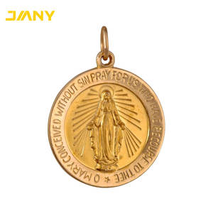 Miraculous Medal 3D 1cm Gouden Metalen Katholieke Vintage Medailles Religieuze Halskettingen Blauw van Maria Onze Lieve Vrouw de Hanger Sieraden - Product Image 2