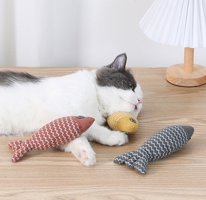 Simulasi mainan kucing ikan mainan mewah <span class=keywords><strong>Catnip</strong></span> menyenangkan mainan kucing Linen tahan gigitan gigi persediaan hewan peliharaan - Product Image 5