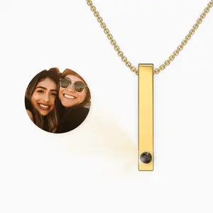 Qiuhan OEM 100 Languages Projection Necklace Photos Custom Pendant Choker Stainless Steel Gift Box 1 Piece Brass Cross Chain