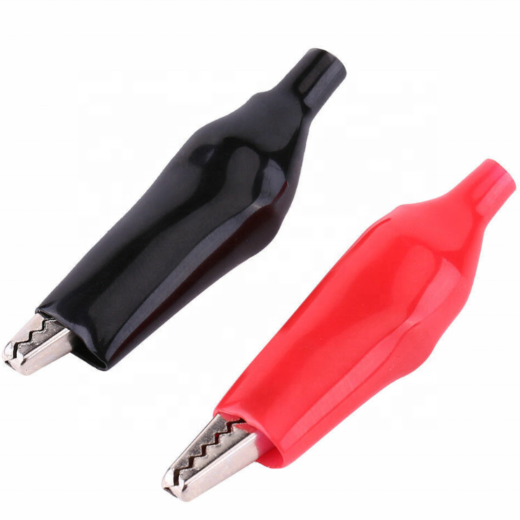 Изолированные зажимы типа «крокодил» с защитной изоляционной крышкой, 28 мм, 35 мм, 45 мм, 50 мм, черные, красные мягкие зажимы типа «крокодил» с пластиковым покрытием