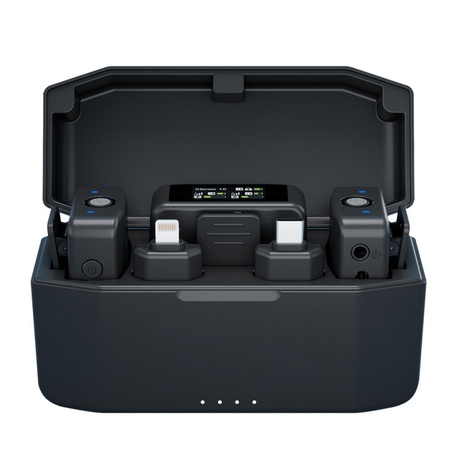 High End Live Interview Recording Dual 2.4G Wireless Microphone for DSLR Camera iPhone and Android With Charging Case