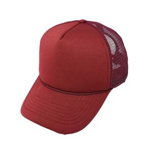 Casquette de camionneur à bord incurvé unisexe en poly-mousse souple de couleur unie avec 5 panneaux à l'avant, fermeture à pression réglable en plastique avec dos en maille légère - Product Image 6