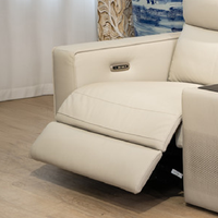 Canapés d'angle inclinables électriques en cuir véritable italien avec haut-parleurs et fonction extensible pour salon et home cinéma