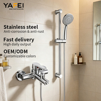 Robinet de salle de bain mural moderne en acier inoxydable à poignée unique, 2 fonctions, mitigeur eau chaude et froide pour bain et douche