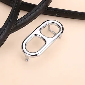 <span class=keywords><strong>Cintura</strong></span> in Denim in <span class=keywords><strong>pelle</strong></span> da <span class=keywords><strong>donna</strong></span> 1.3cm alla moda con fibbia in lega d'argento lucida e anello in metallo stile semplice Versatile - Product Image 3