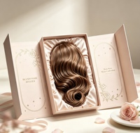 Boîte cadeau de luxe personnalisée à double ouverture magnétique en carton pour perruques et postiches de cheveux naturels, emballage de marque, utilisation en salon et pour cadeaux de festival