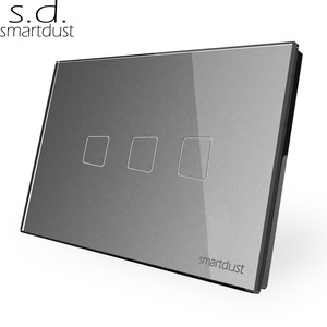 Smartdust 미국 표준 <span class=keywords><strong>3</strong></span> 갱 전기 터치 벽 스위치 홈 & 호텔 2 in 1 유형 스마트 WIFI 조명 차단기 - Product Image 2