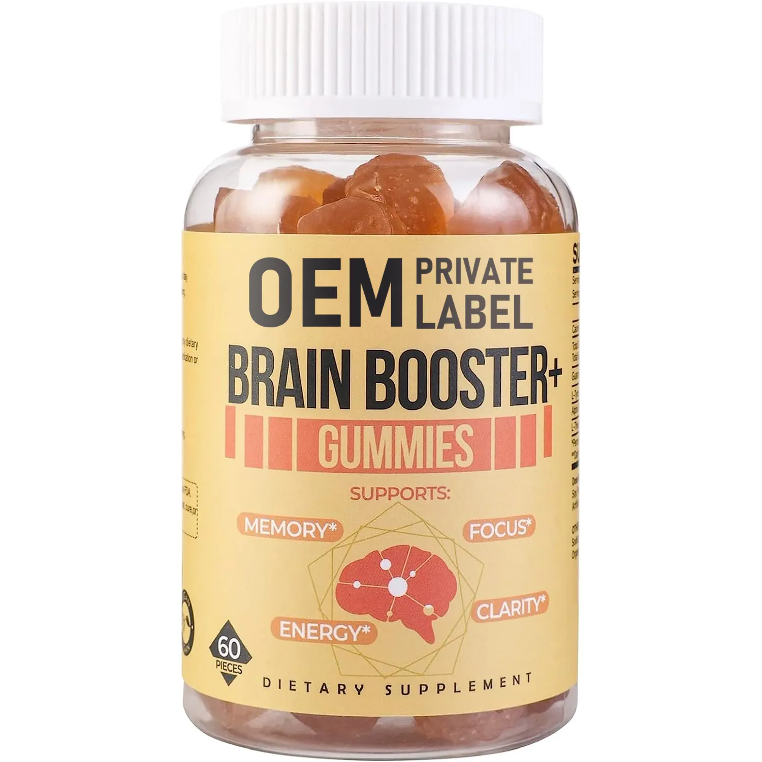 Nhãn hiệu riêng nootropic sức khỏe não thuốc tập trung làm dịu não bổ sung não tăng cường Gummies cho bộ nhớ hỗ trợ