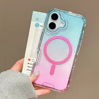 Coque de téléphone hybride magnétique 3-en-1 transparente en TPU et PC antichoc avec trou pour cordon pour iPhone 17 16 15 14 13 12 11 Pro Max