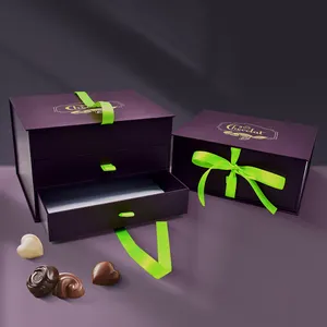 Fabricant de boîte-cadeau d'emballage de chocolat rigide recyclé avec couvercle pour amoureux de mariage de Noël